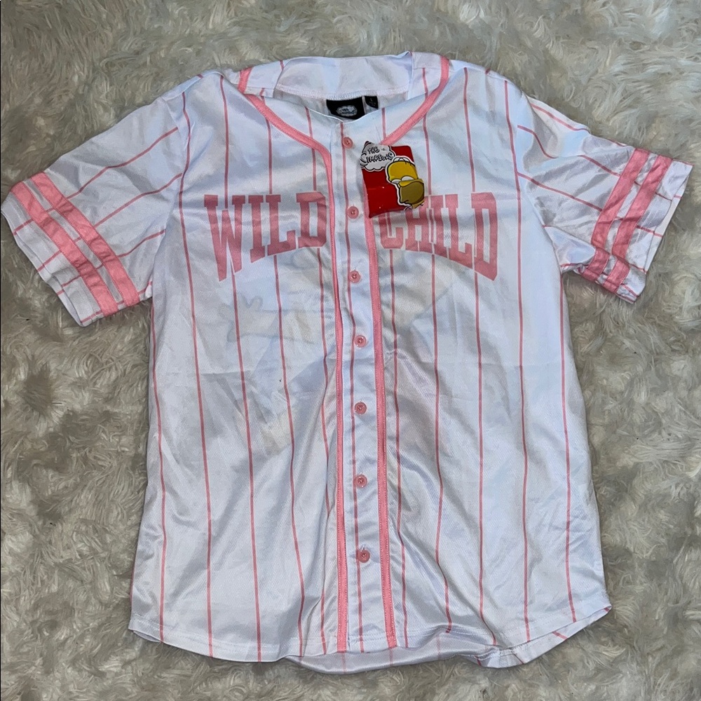 Wild Child Pink & White Striped Baseball Jersey